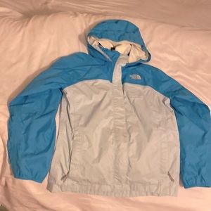The North Face HyVent Waterproof Hooded Rain Jacket Size L Youth (14/16) Blue